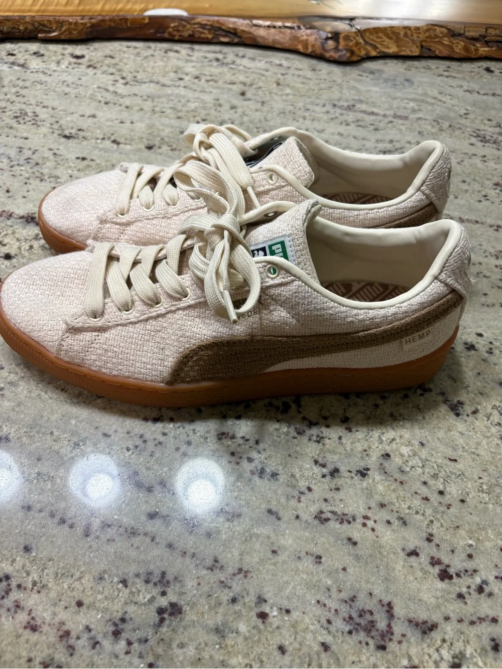 Puma Cream Textile Low-Top Sneakers with Gum Outsole